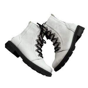 SOREL Lennox Lace STKD Combat Boots Women's 7  White Leather